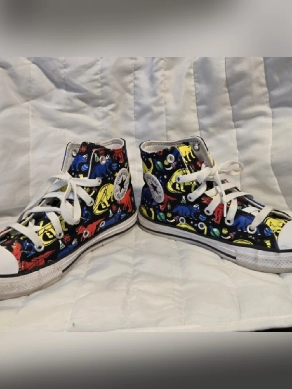 Converse Dino Class High-Top Sneakers - White Laces Size 1